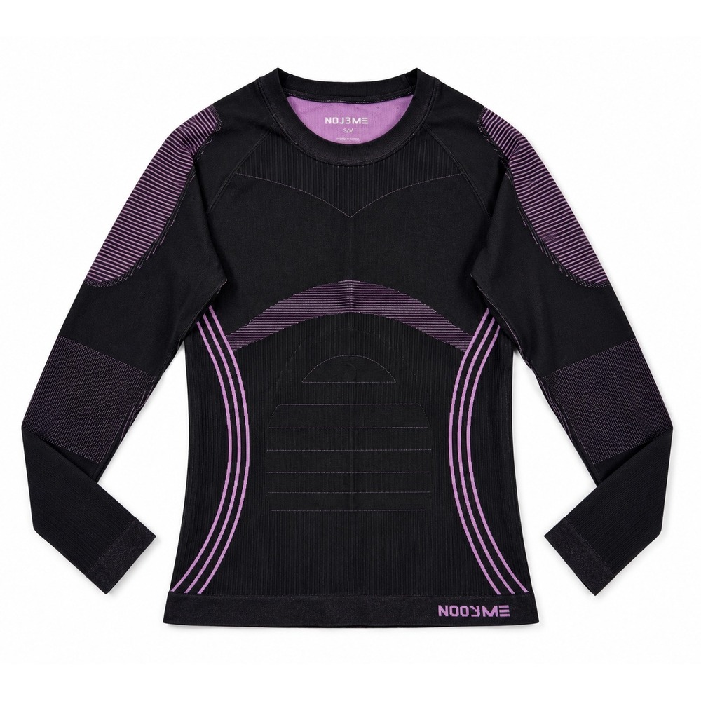 Nooyme Womens Compression Base Layer Long Sleeve Top Black Purple Size M